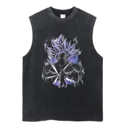 Vintage Vest Washed T-Shirt Anime Dragon Ball Graphic Tank Top Cotton Sleeveless Streetwear Loose GYM T Shirt Men's Clothing