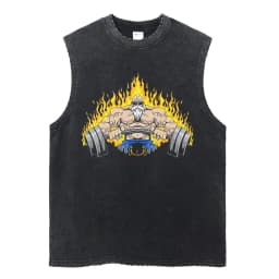 Vintage Vest Washed T-Shirt Anime Dragon Ball Graphic Tank Top Cotton Sleeveless Streetwear Loose GYM T Shirt Men's Clothing