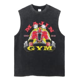 Vintage Vest Washed T-Shirt Anime Dragon Ball Graphic Tank Top Cotton Sleeveless Streetwear Loose GYM T Shirt Men's Clothing