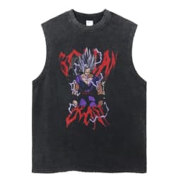 Vintage Vest Washed T-Shirt Anime Dragon Ball Graphic Tank Top Cotton Sleeveless Streetwear Loose GYM T Shirt Men's Clothing