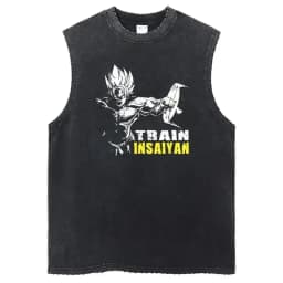 Vintage Vest Washed T-Shirt Anime Dragon Ball Graphic Tank Top Cotton Sleeveless Streetwear Loose GYM T Shirt Men's Clothing