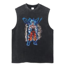 Vintage Vest Washed T-Shirt Anime Dragon Ball Graphic Tank Top Cotton Sleeveless Streetwear Loose GYM T Shirt Men's Clothing