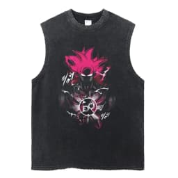 Vintage Vest Washed T-Shirt Anime Dragon Ball Graphic Tank Top Cotton Sleeveless Streetwear Loose GYM T Shirt Men's Clothing
