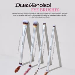 Jessup Makeup Brushes Set 3/7pcs Dual Ended Synthetic Foundation Blush Highlight Blending Eyebrow Brush with Bag,Quiet Gray T520