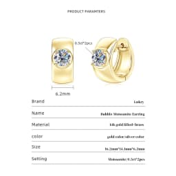Lnkry Round 5MM Moissanite Earring With Certificate 14k Gold-Filled Wide Chunky Hoop Earrings for Women Vintage Jewelry Gift