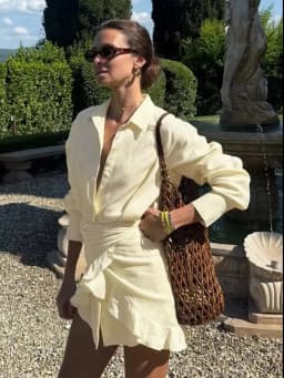 Wolfeel 2026 Summer Women's Resort Lazy Style Shirt Dress Solid Color Tie Front Collared Bodycon Summer Dress
