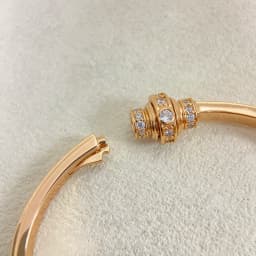 Lucky Spinning Bead Bangle 17cm Size 18K Gold Plated Pave 5A Zirconia Open Bracelets For Women Fine Jewelry