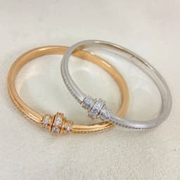 Lucky Spinning Bead Bangle 17cm Size 18K Gold Plated Pave 5A Zirconia Open Bracelets For Women Fine Jewelry