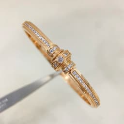 Lucky Spinning Bead Bangle 17cm Size 18K Gold Plated Pave 5A Zirconia Open Bracelets For Women Fine Jewelry