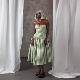 Fresh Vacation Dress Striped Vintage Strapless Slim Fit Dresses Women Beach Chic Female Stylish Elegant Summer Cute Outfit