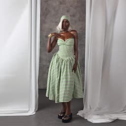 Fresh Vacation Dress Striped Vintage Strapless Slim Fit Dresses Women Beach Chic Female Stylish Elegant Summer Cute Outfit