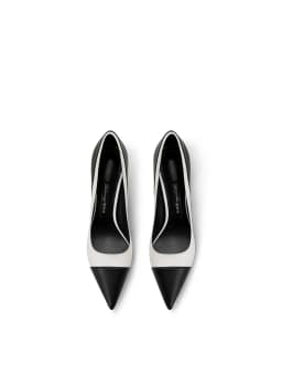 New Women's Slim Heel Fashionable Temperament Color Blocked Commuting Work Pointed Shallow Mouth High Heels 33-46
