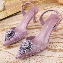 2025 Women's Green High Heels - Italy-Inspired Rhinestone Pointed-Toe Design for Gorgeous Parties | Plus Size Available