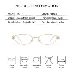 Guvina Fashion Luxury Alloy Prescription Reading Glasses Myopia Eyewear Hyperopia Anti Blue Ray Progressive Photochromic Eyewear