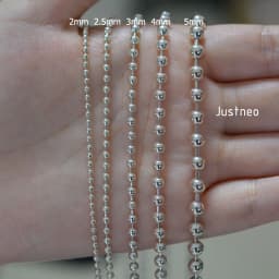 JustNeo 925 Sterling Silver Ball Chain Necklace 15-28 Inch Basic Pendant Compatible Chain Jewelry Accessory
