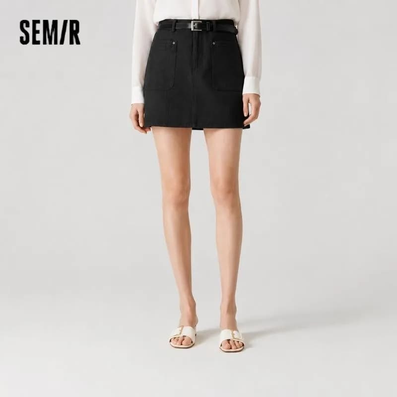 Semir Women Skirt High Waist Belt Mini Slim Fit Leg Lengthening Cool Vintage Versatile A Line 2026 Summer Top