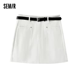 Semir Women Skirt High Waist Belt Mini Slim Fit Leg Lengthening Cool Vintage Versatile A Line 2026 Summer Top