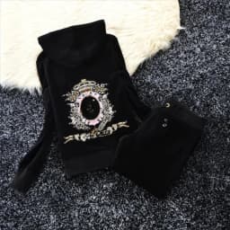 7153Solid Color Velvet Tracksuit 2026Women's Zipper Top and Pants Suit Two-Piece Set