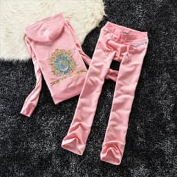 7153Solid Color Velvet Tracksuit 2026Women's Zipper Top and Pants Suit Two-Piece Set