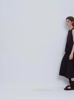 FSLE Asymmetrical Ruffled Plaid Dress New Spring 2026 Style Sleeveless Round Neck Korean Style Dress Sweet Citywalk