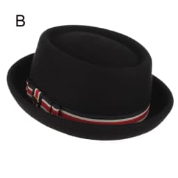 GEMVIE 100% Wool Felt Pork Pie Hat Women Men Porkpie Hat Curved Brim Pork Pie Wool Hat Unisex Autumn Winter Fedora Hat