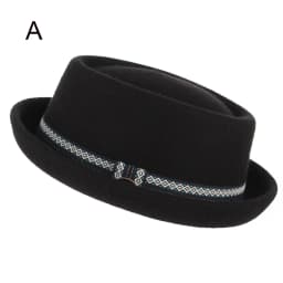 GEMVIE 100% Wool Felt Pork Pie Hat Women Men Porkpie Hat Curved Brim Pork Pie Wool Hat Unisex Autumn Winter Fedora Hat