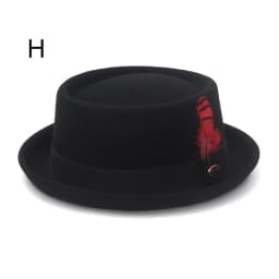 GEMVIE 100% Wool Felt Pork Pie Hat Women Men Porkpie Hat Curved Brim Pork Pie Wool Hat Unisex Autumn Winter Fedora Hat