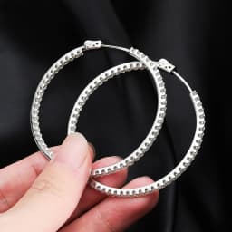 KNOBSPIN D VVS All Moissanite Earring 925 Sterling Silver Plated 18k White Gold with GRA Wedding Diamond Hoop Earrings for Women
