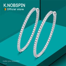 KNOBSPIN D VVS All Moissanite Earring 925 Sterling Silver Plated 18k White Gold with GRA Wedding Diamond Hoop Earrings for Women