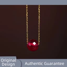 Fine Jewelry New Real 18K Gold Necklace Natural ruby for Women Au750 Design Simple Fashion Fine Jewelry Gift for Women,x667