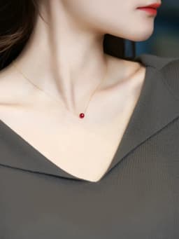 Fine Jewelry New Real 18K Gold Necklace Natural ruby for Women Au750 Design Simple Fashion Fine Jewelry Gift for Women,x667