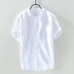Short-Sleeved Shirt 100% Linen Cool Breathable Comfortable Healthy Material Gradient Blue Hawaiian Beach Men's Cardigan Shirt