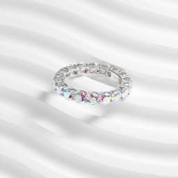 TKJ 925 Sterling Silver Rings Borealis Aurora CZ Diamond Eternity Promise Engagement Ring Wholesale Women's Jewellery Bridal Wed
