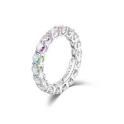 TKJ 925 Sterling Silver Rings Borealis Aurora CZ Diamond Eternity Promise Engagement Ring Wholesale Women's Jewellery Bridal Wed