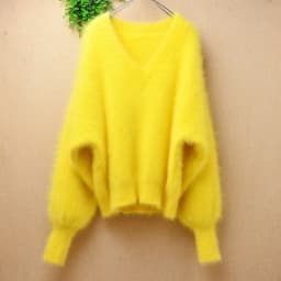 Women Mujer Autumn Winter Clothing Hairy Plush Mink Cashmere Knitted Three Quarter Sleeves O-Neck Loose Pullover Sweater Jumper