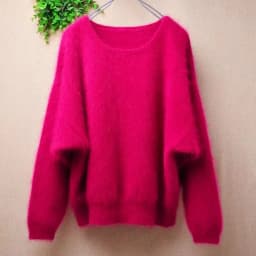 Women Mujer Autumn Winter Clothing Hairy Plush Mink Cashmere Knitted Three Quarter Sleeves O-Neck Loose Pullover Sweater Jumper