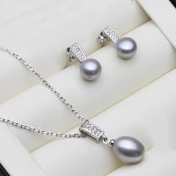 Real Natural Freshwater Pearl Necklace and Earrings Set Woman,Trendy 925 Silver Pearl Jewelry Set Mother's Day Gift White