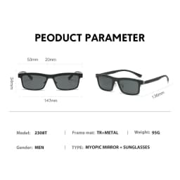 VCKA Square Myopia Glasses Sunglasses 2024 Magnet Clip Men Business Women Alloy Full Frame Custom Optics Eyewear -0.5 to -10