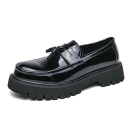 New Platform Shoes Loafers Shoes Men Thick-soled Wedding Shoes Black Formal Business Shoes Slip-on Leather Increase Casual Shoes