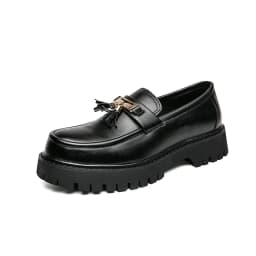 New Platform Shoes Loafers Shoes Men Thick-soled Wedding Shoes Black Formal Business Shoes Slip-on Leather Increase Casual Shoes