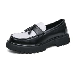 New Platform Shoes Loafers Shoes Men Thick-soled Wedding Shoes Black Formal Business Shoes Slip-on Leather Increase Casual Shoes