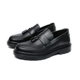 New Platform Shoes Loafers Shoes Men Thick-soled Wedding Shoes Black Formal Business Shoes Slip-on Leather Increase Casual Shoes