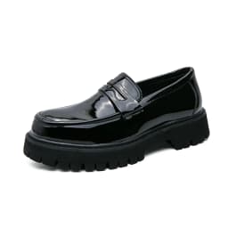 New Platform Shoes Loafers Shoes Men Thick-soled Wedding Shoes Black Formal Business Shoes Slip-on Leather Increase Casual Shoes