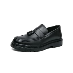 New Platform Shoes Loafers Shoes Men Thick-soled Wedding Shoes Black Formal Business Shoes Slip-on Leather Increase Casual Shoes
