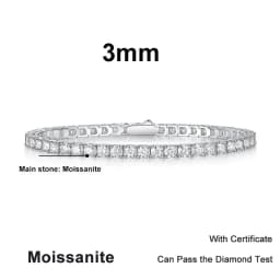 NeeTim 3mm 4mm 5mm 6.5mm Moissanite Tennis Bracelet Original S925 Sterling Silver Sparkling Bracelets for Women Men Hand Chains