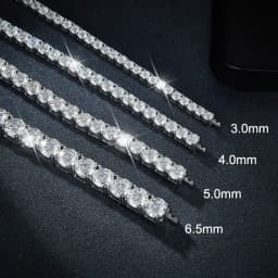 NeeTim 3mm 4mm 5mm 6.5mm Moissanite Tennis Bracelet Original S925 Sterling Silver Sparkling Bracelets for Women Men Hand Chains