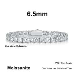 NeeTim 3mm 4mm 5mm 6.5mm Moissanite Tennis Bracelet Original S925 Sterling Silver Sparkling Bracelets for Women Men Hand Chains