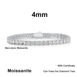 NeeTim 3mm 4mm 5mm 6.5mm Moissanite Tennis Bracelet Original S925 Sterling Silver Sparkling Bracelets for Women Men Hand Chains