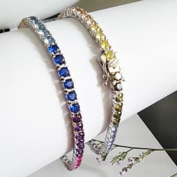 Solid Real 925 Silver 3 mm Rainbow Zircon Tennis Bracelet 15/16/17/18/19/20/21 cm Pretty Colorful Fine Jewelry Chain For Women