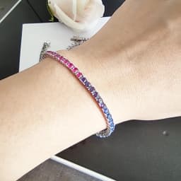 Solid Real 925 Silver 3 mm Rainbow Zircon Tennis Bracelet 15/16/17/18/19/20/21 cm Pretty Colorful Fine Jewelry Chain For Women